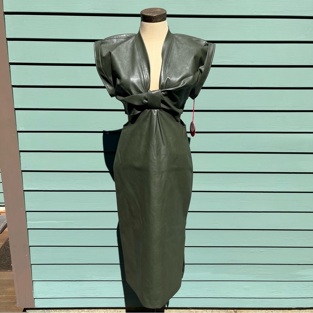 Eva Franco Forestina Vegan Leather Midi Dress